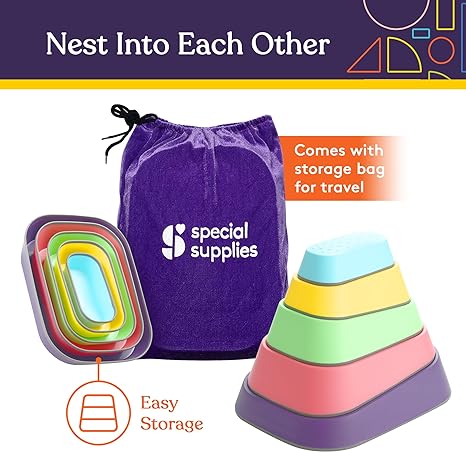 Stepping Stones for Kids Indoor and Outdoor Balance Blocks Promote Coordination, Balance Strength Child Safe Rubber, Non - Slip Edging 5 Set - Insight Family Market