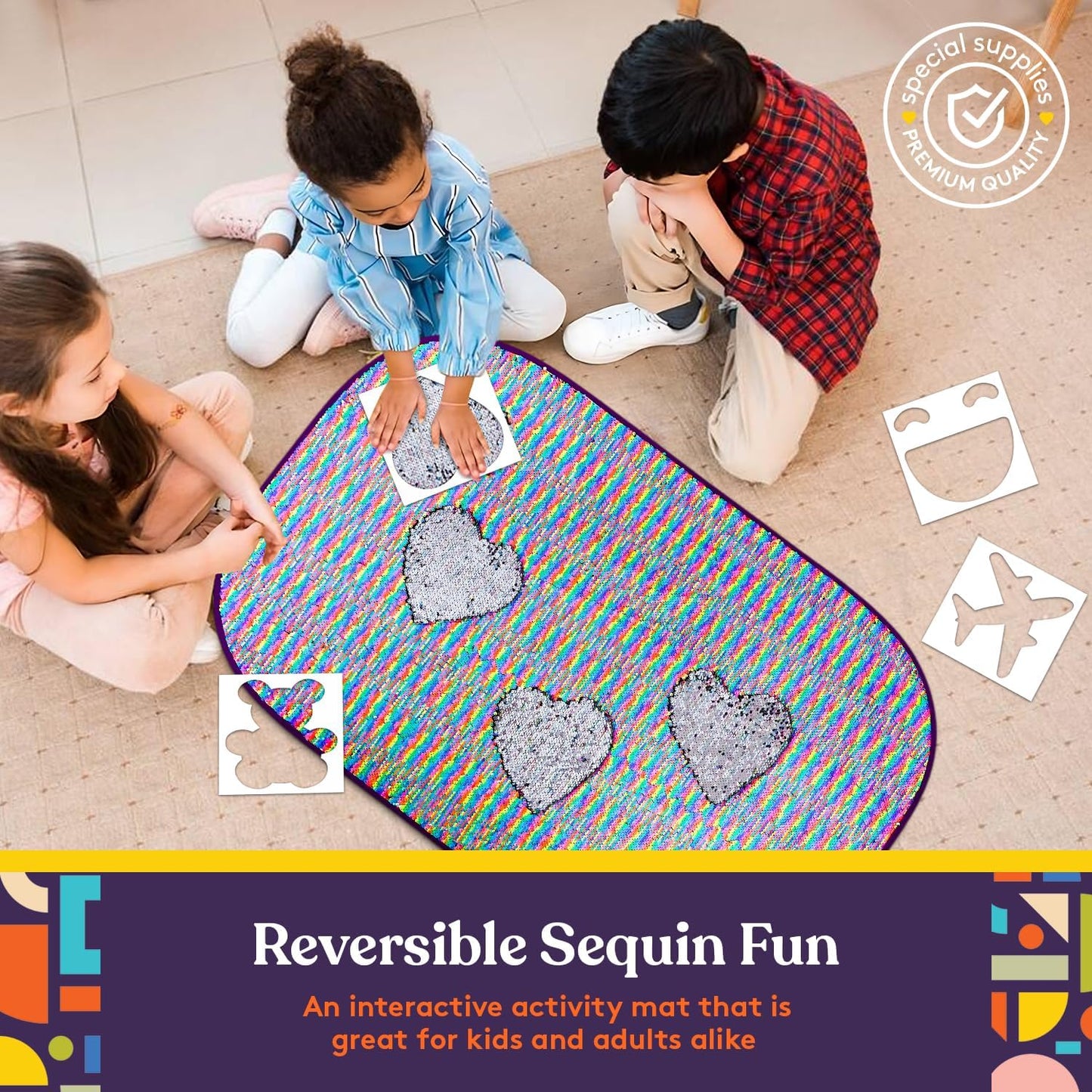 Sequin Fabric Sensory Wall, 39” x 26”, Large Fabric Panel with Colorful Flip Sequined Tactile Stimulation for Kids or Adults, Calming and Stimulating Early Learning Play - Insight Family Market