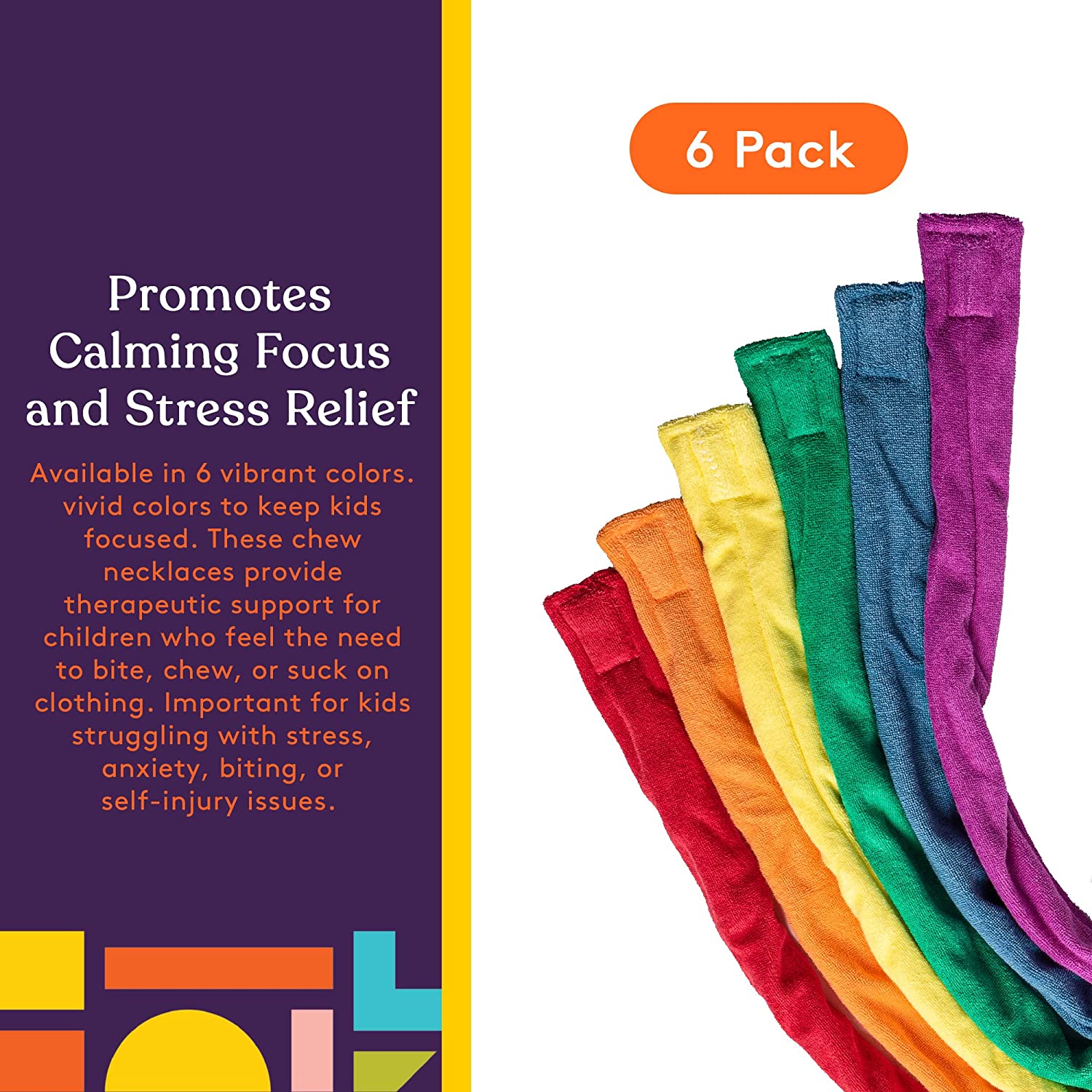 Chew Bands Terry Cloth Necklace Set 6 - Pack - Insight Family Market