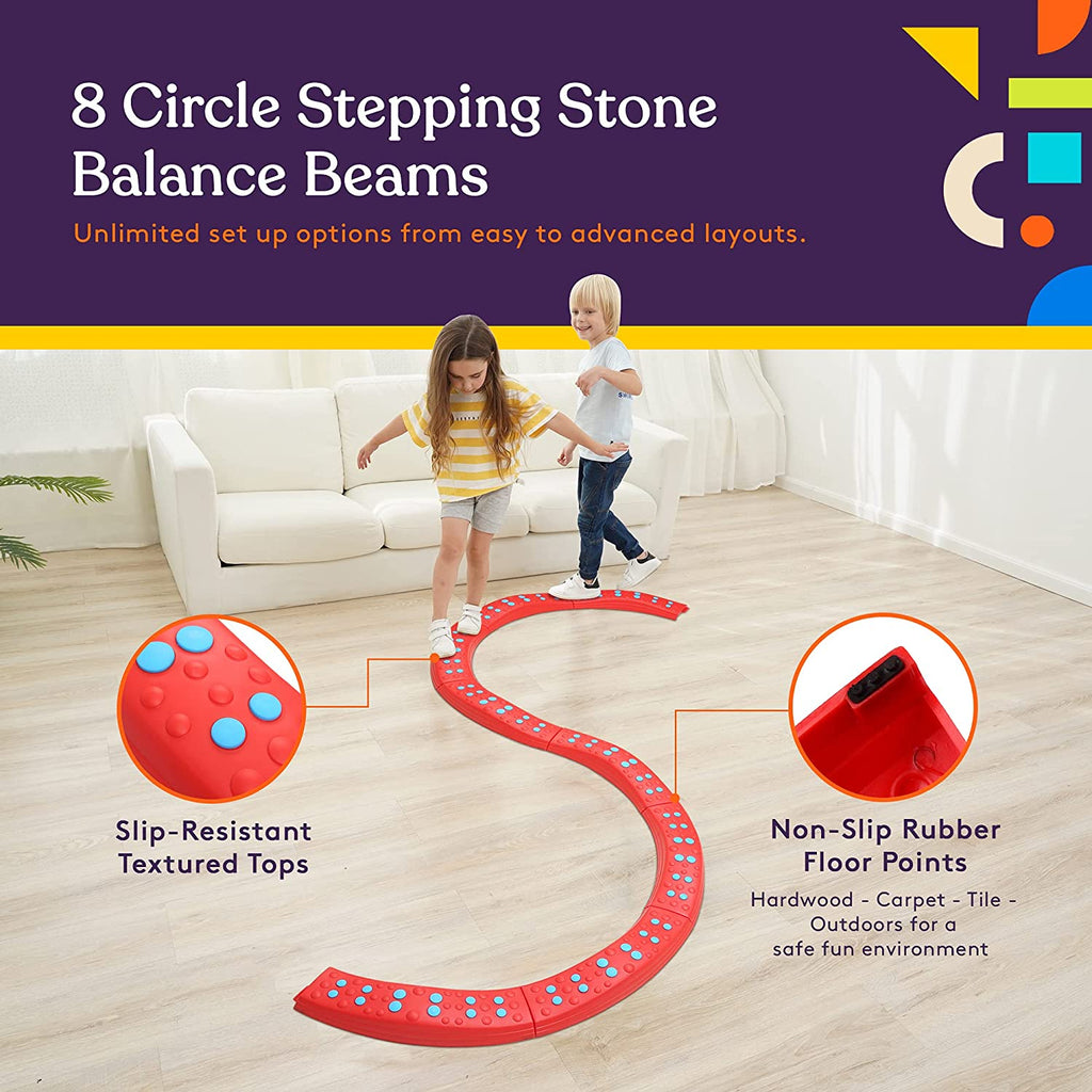 Wavy Circle Balance Beams Stepping Stones for Kids, 8 Pc - Insight Family Market