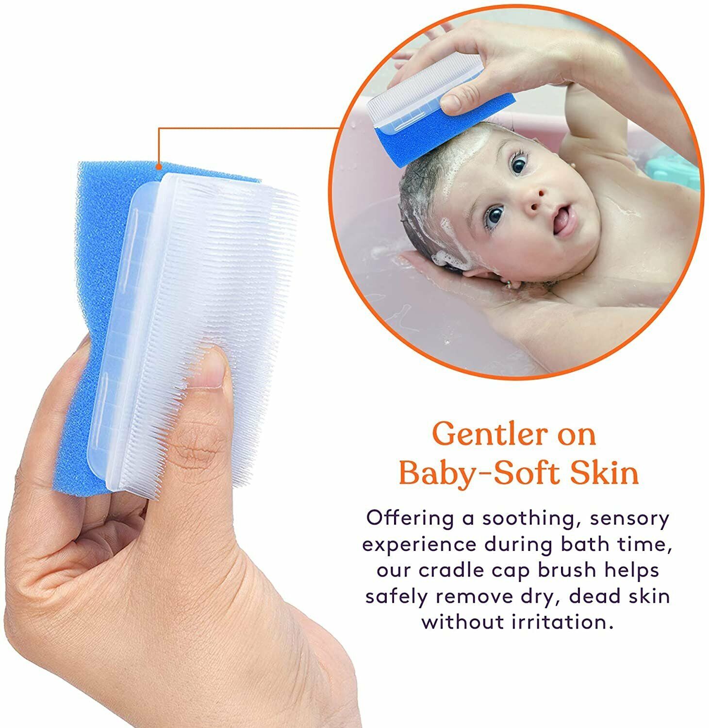 Special Supplies Baby Bath Sponges Soft Foam Sensory Scrubber with Cradle Cap Bristle Brush - Body, Hair, and Scalp Cleaning - Gentle on Infant, Toddler Sensitive Skin - Great Sensory Feel - Insight Family Market