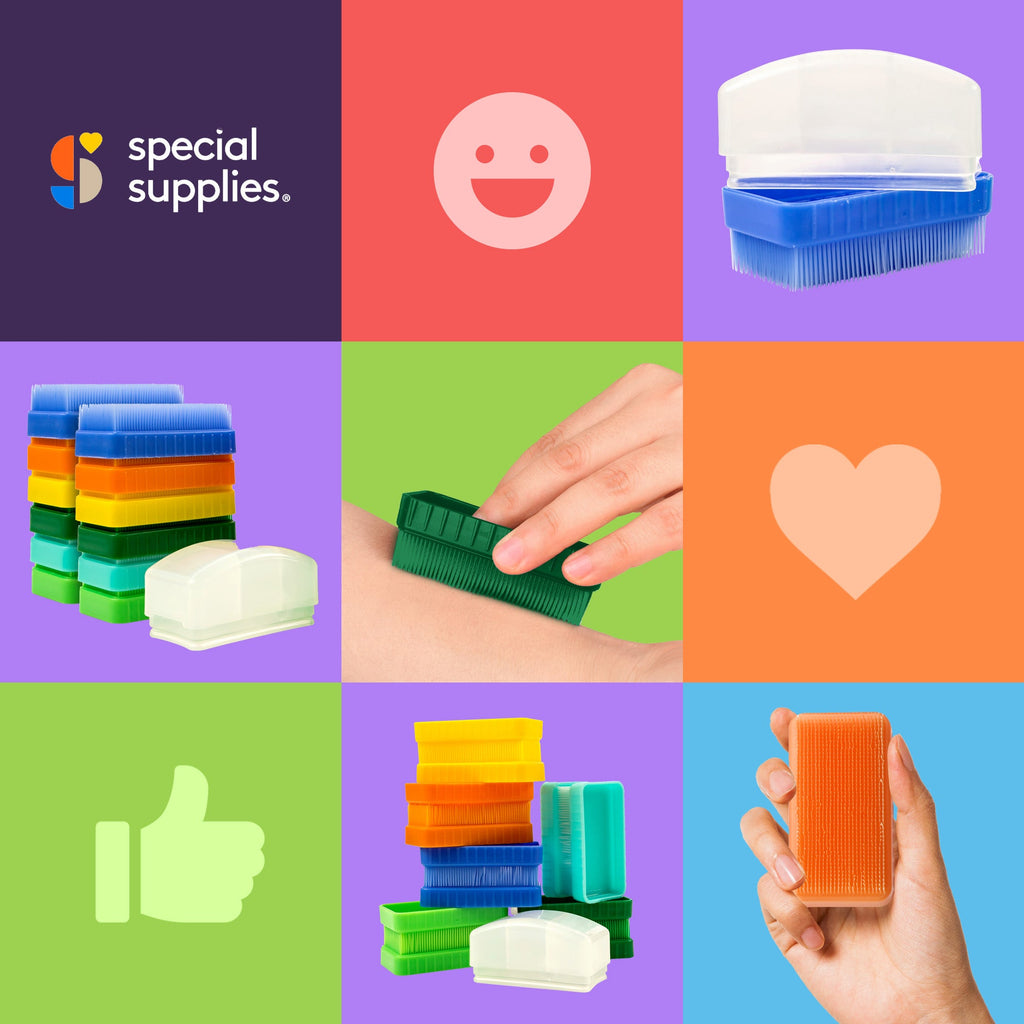 Special Supplies Therapy Brushes Colorful 12 - Pack + Removable Handle, Calming Occupational and Sensory Tools with Deep Pressure Massage, Soft Bristles, Stimulates and Calms Kids or Adults, Latex - Free - Insight Family Market