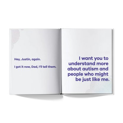Open book with bold text explaining understanding autism and neurodiversity awareness.