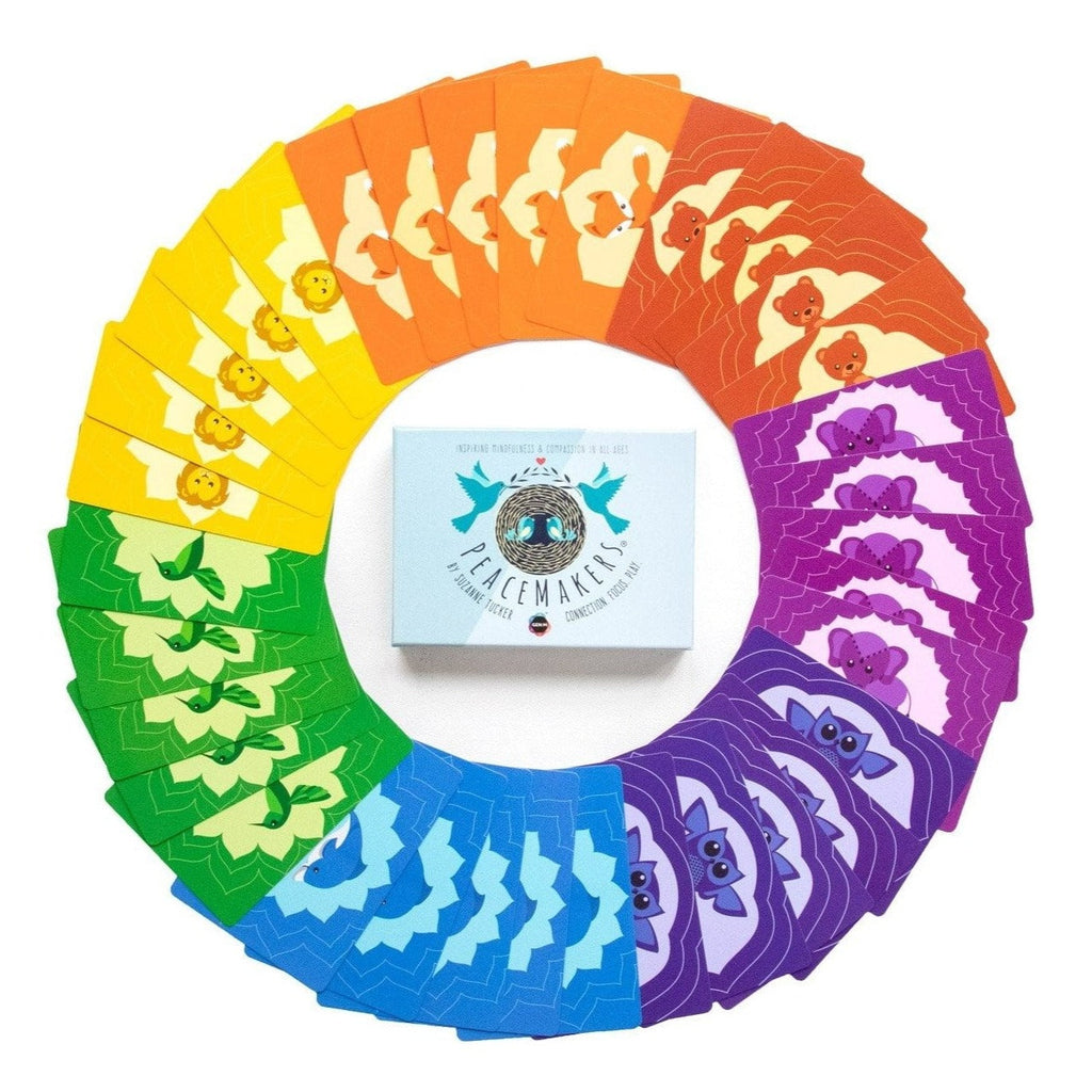 Colorful circular arrangement of cards with a central box labeled 'Placemakers' on a white background.