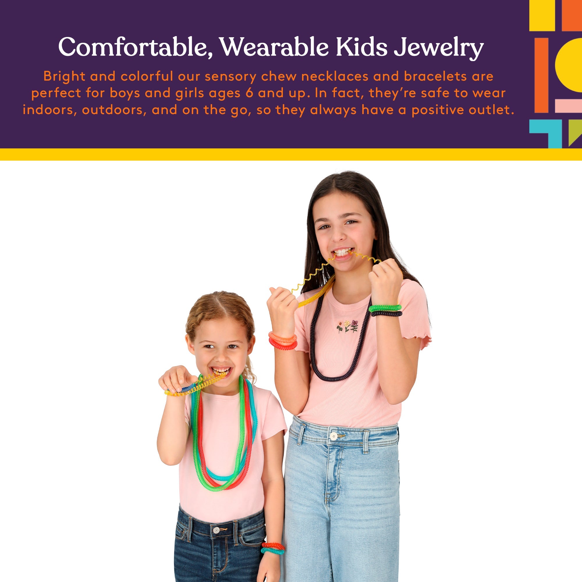 Special Supplies Chewy Jewelry Sensory Necklaces and Bracelets, 16 Pack, Soft and Flexible Silicone, Interactive Stress and Anxiety Relief for Kids, Supports ADD, ADHD, Autism - Insight Family Market