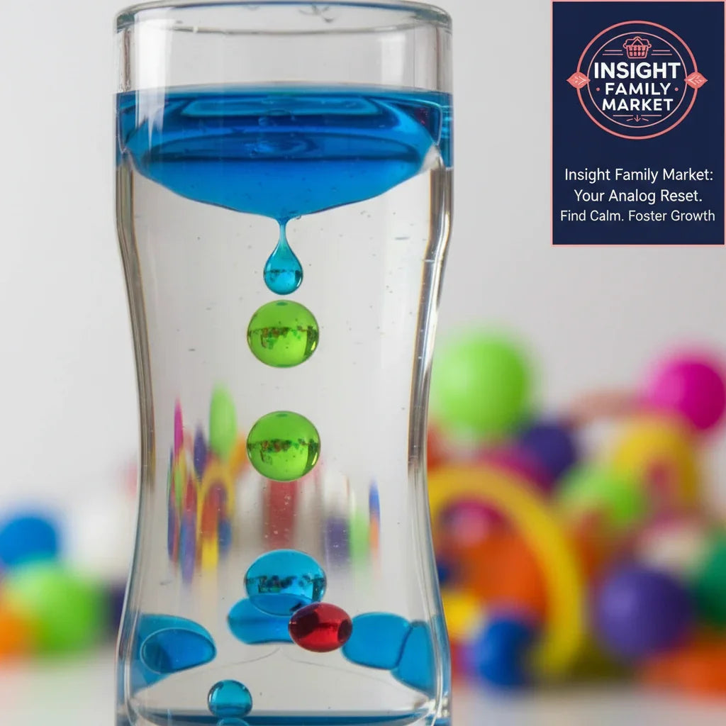 Sensory liquid motion timer with colorful drops, calm-down tool for neurodiverse families