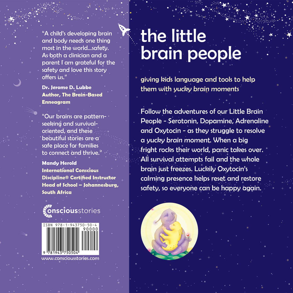 Book cover of 'the little brain people' with text and a purple background