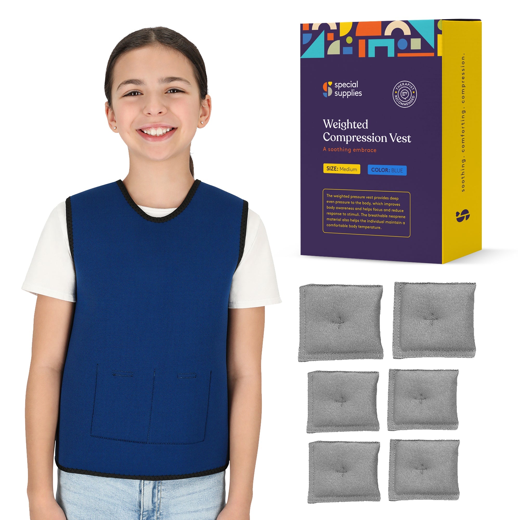 WEIGHTED - Sensory Compression Vest for Kids with Processing Disorders ADHD and Autism Calming and Supportive with Adjustable Weight Fit - Insight Family Market