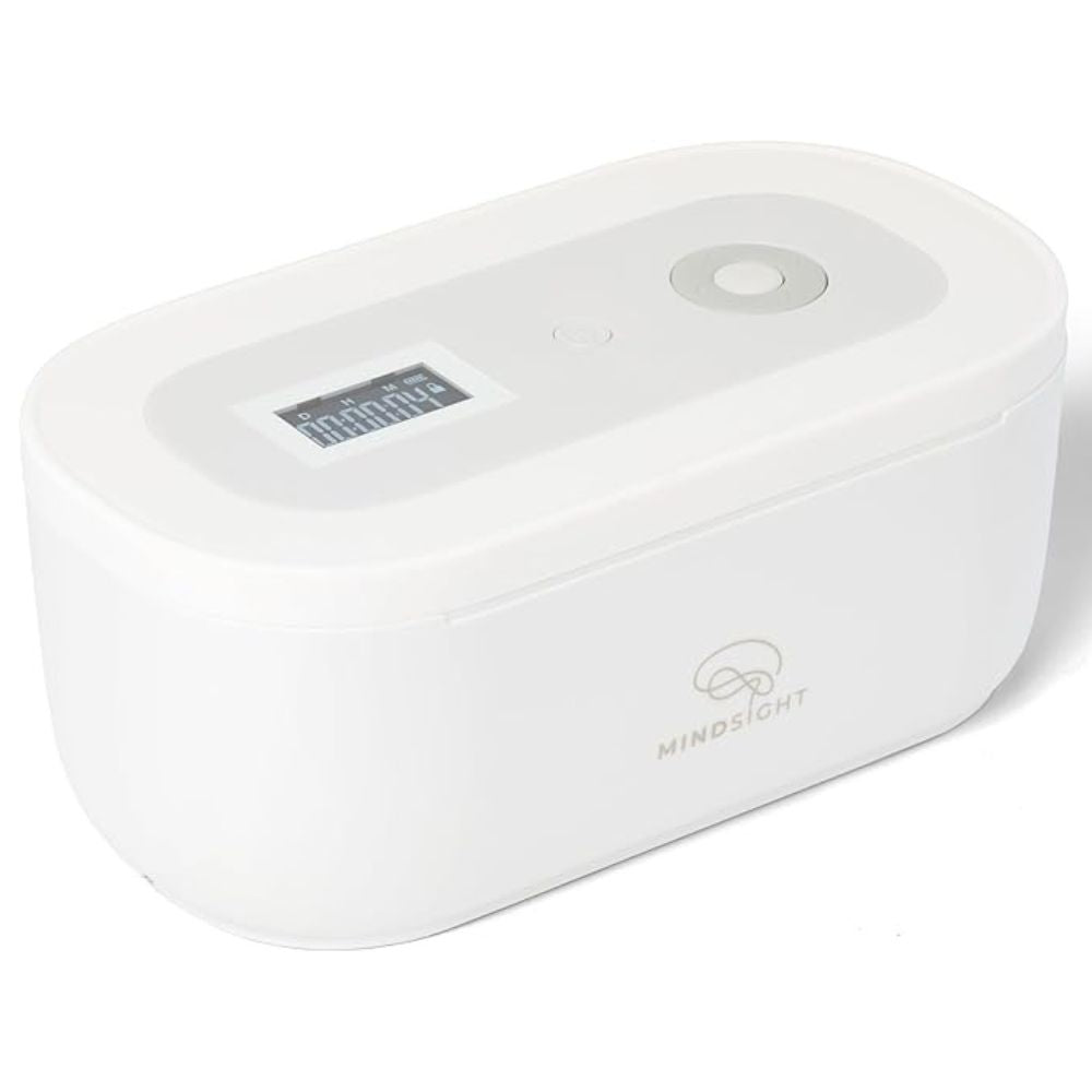 White electronic device with a screen and logo on a white background