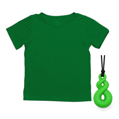 The Everday Sensory Friendly Green Tee w Chewy Necklace Bundle - Insight Family Market