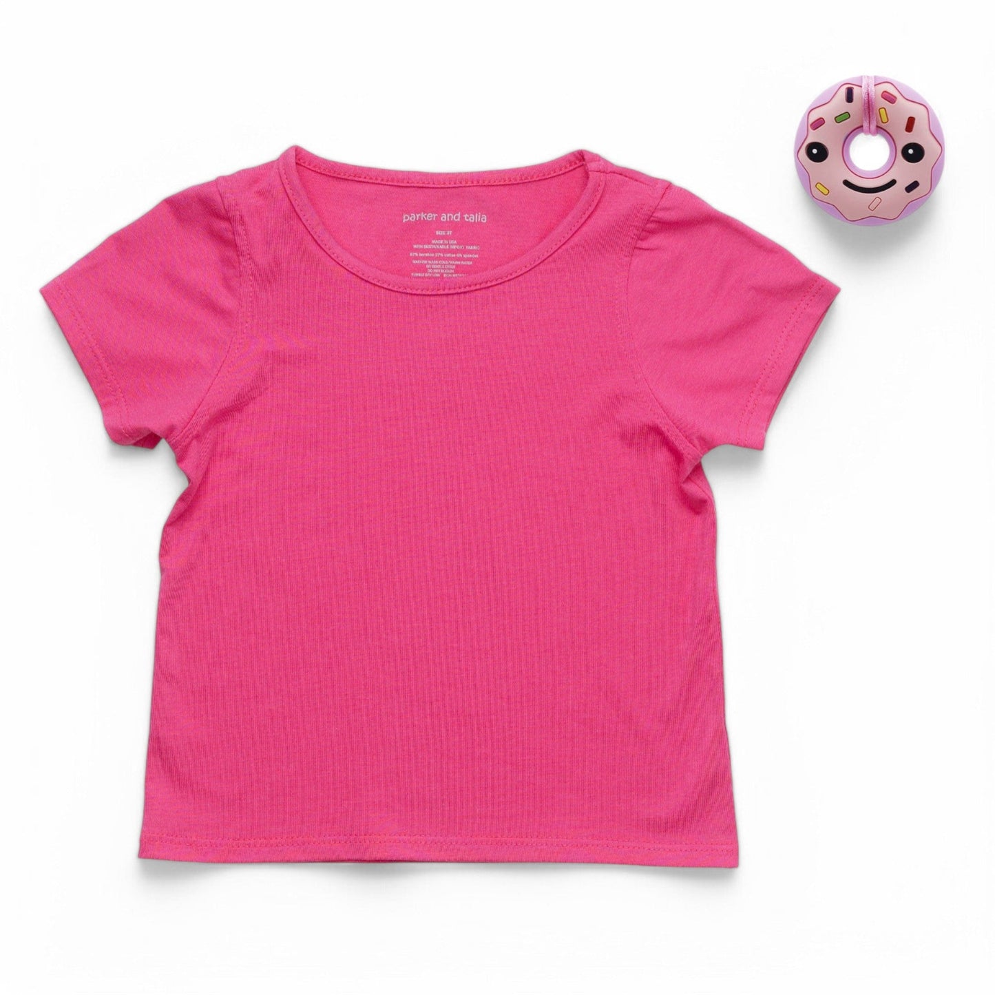 The Everday Sensory Friendly Pink Tee w Chewy Necklace - *actual chewy necklace design may vary, but color will match tee* - Insight Family Market
