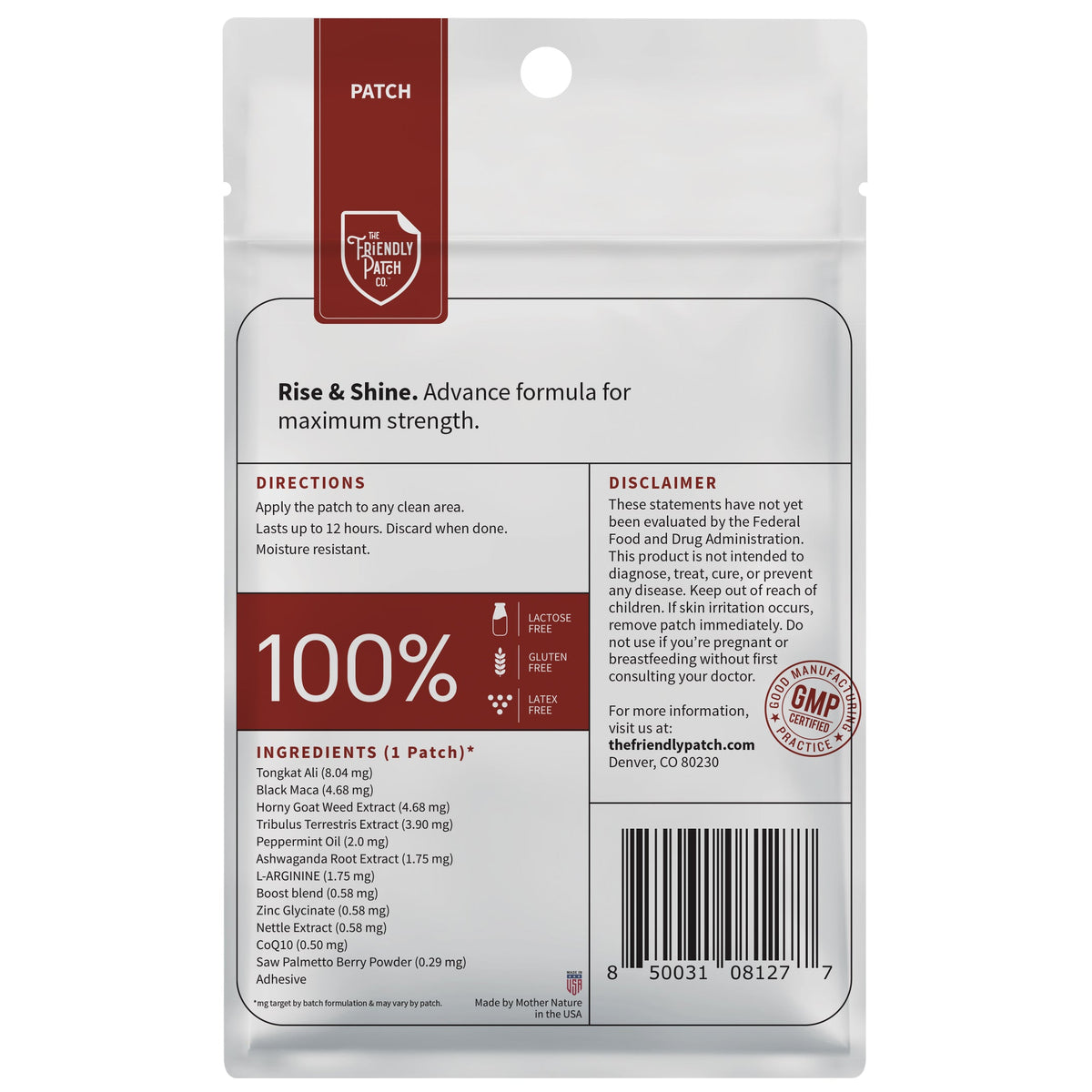 Tongkat Ali & Black Maca Patches, 8 Pack | Rise & Shine