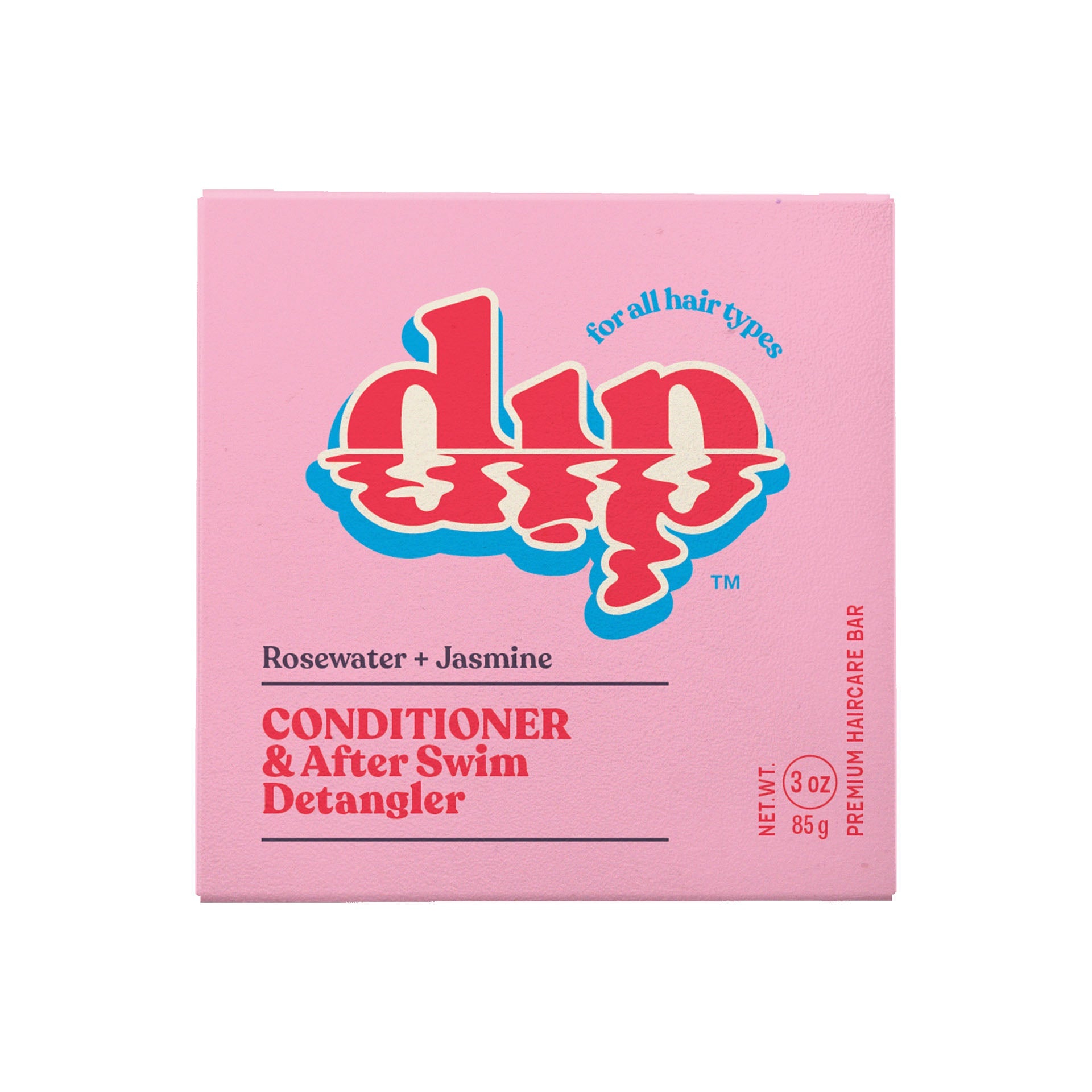 Pink packaging of a hair care product with 'dip' branding on a white background