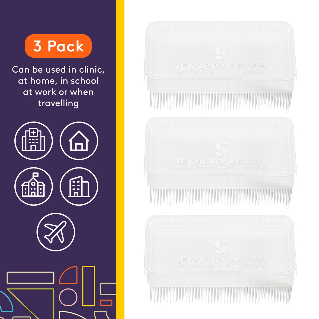 Special Supplies Sensory Brush Therapressure Therapy Brush for Occupational and Sensory Brushing, 3 Pack, Stimulating and Calming Tools for Kids and Adults, Soft Flexible Bristles, Latex Free - Insight Family Market