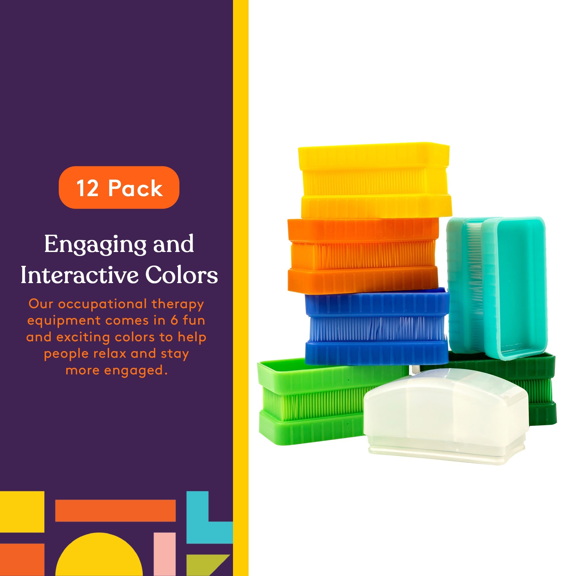 Special Supplies Therapy Brushes Colorful 12 - Pack + Removable Handle, Calming Occupational and Sensory Tools with Deep Pressure Massage, Soft Bristles, Stimulates and Calms Kids or Adults, Latex - Free - Insight Family Market