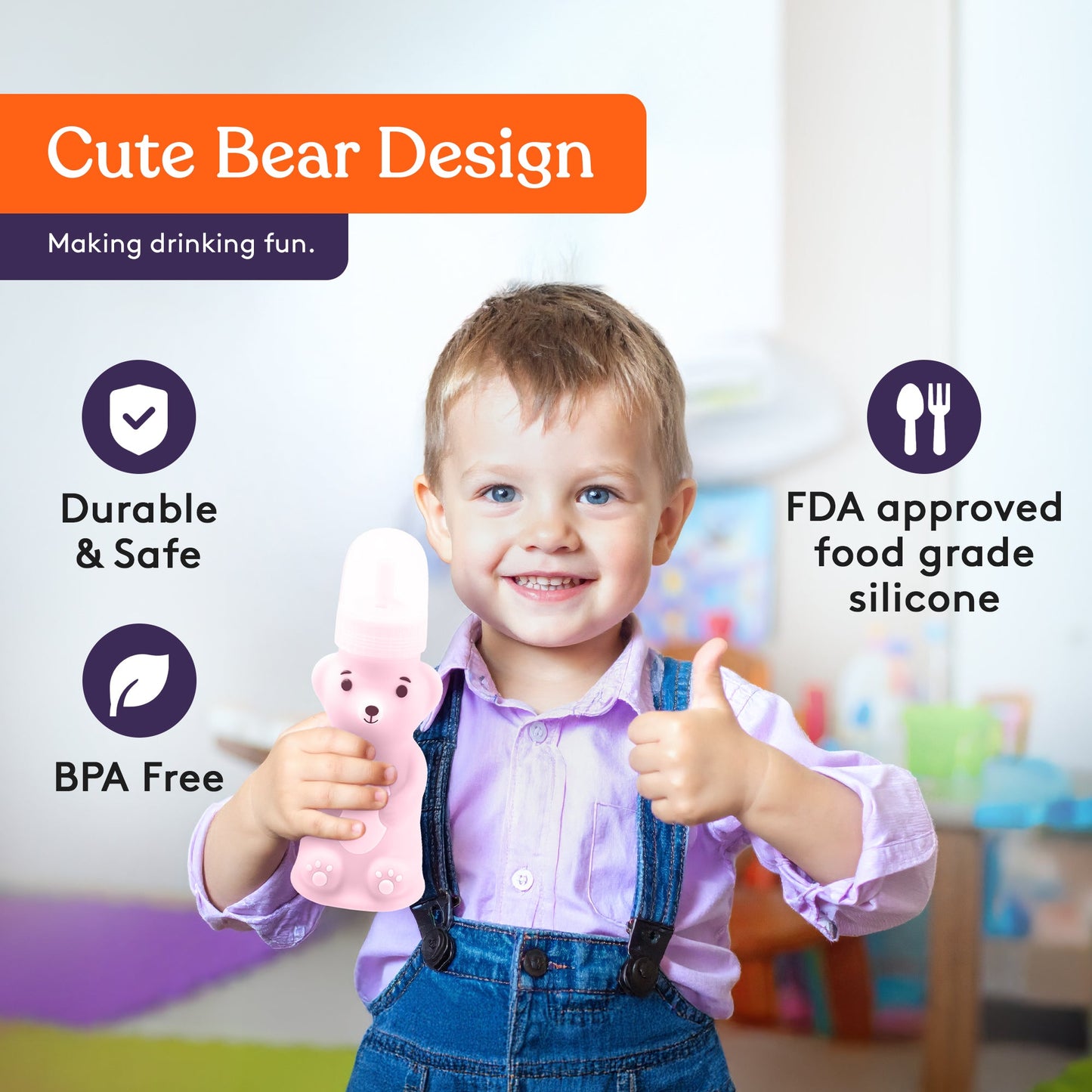 Honey Bear Straw Cup - BPA Free Silicone Training Cup - Insight Family Market