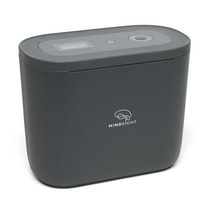 Gray electronic device with 'Mindsight' logo on a white background