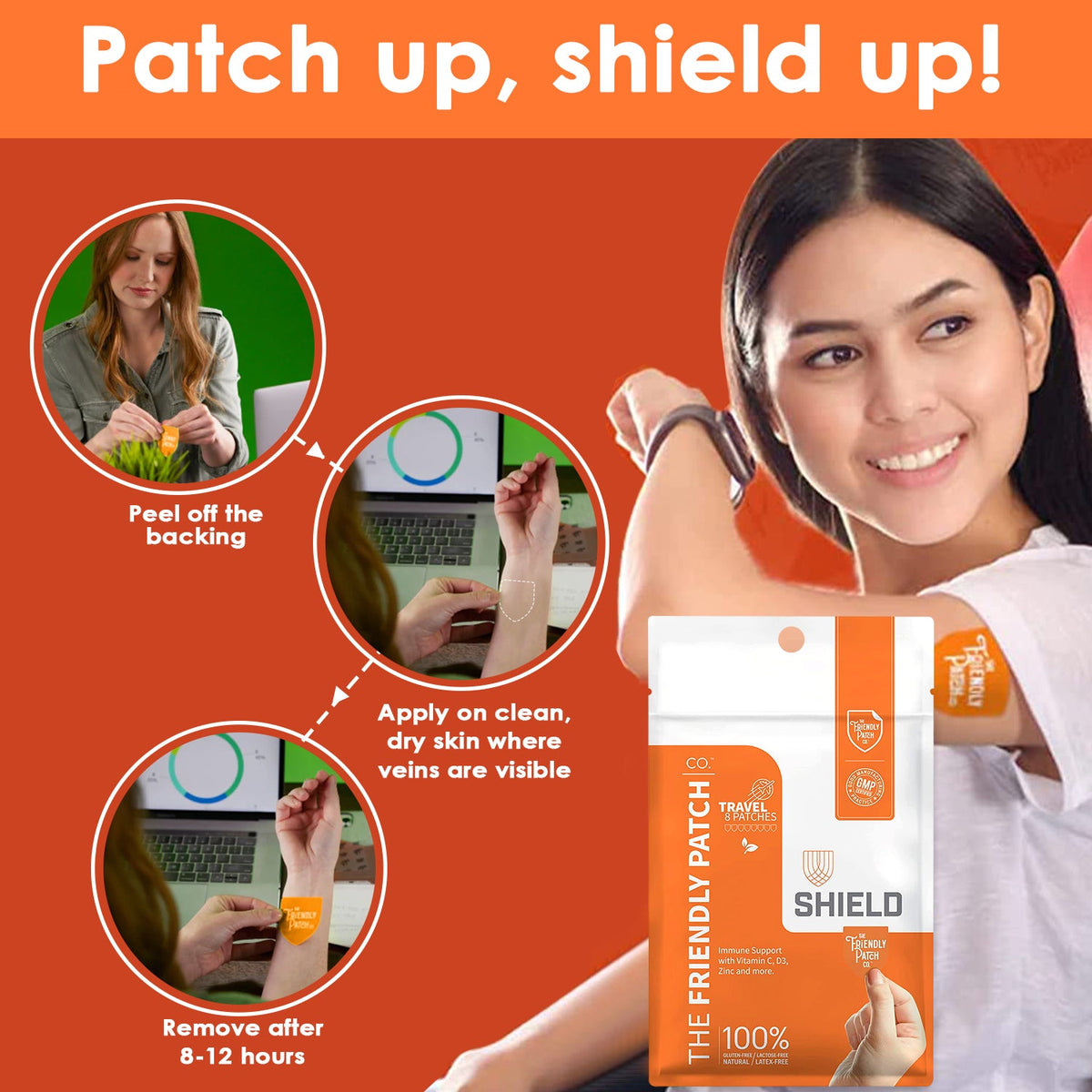 Zinc Patches with C, D3 & Oregano Oil, 8 Pack | Shield