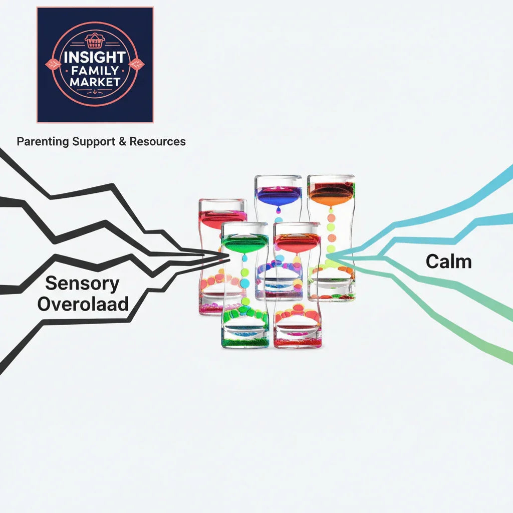 Sensory overload pathways calming through colorful sensory timers, calm on right side