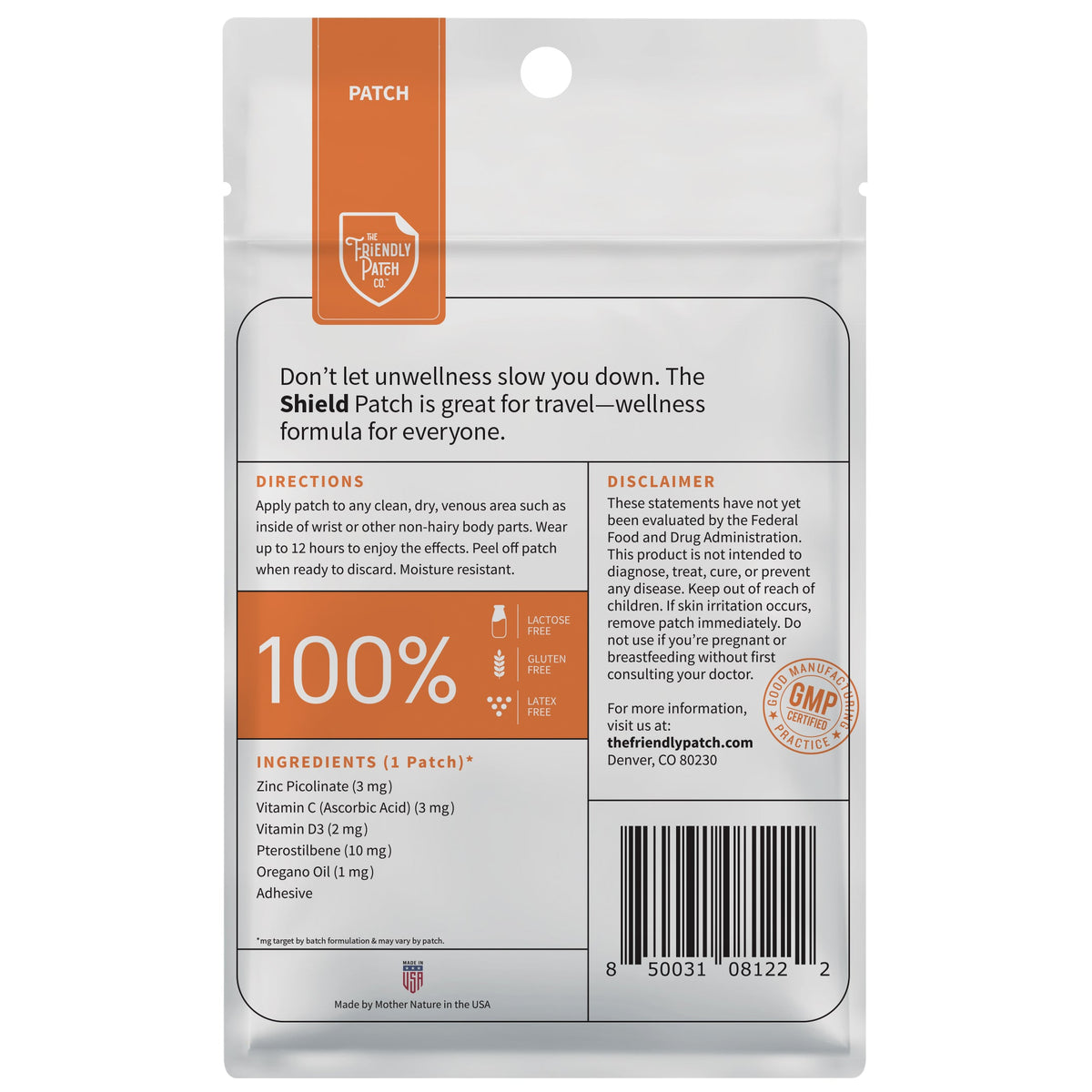 Zinc Patches with C, D3 & Oregano Oil, 8 Pack | Shield