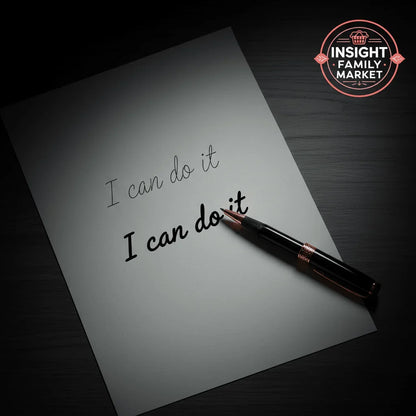 Motivational handwriting practice with a pen and paper saying 'I can do it'.