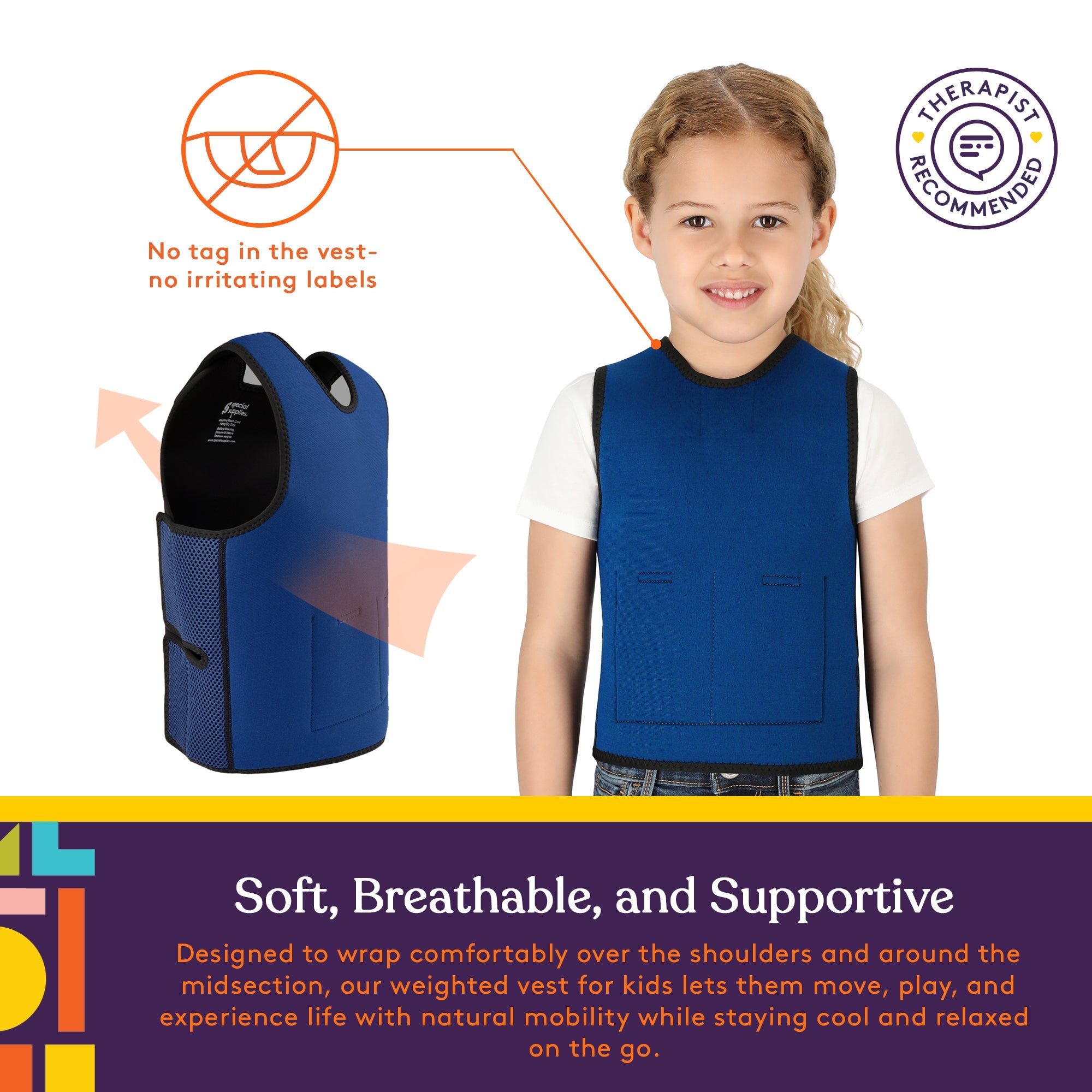 WEIGHTED - Sensory Compression Vest for Kids with Processing Disorders ADHD and Autism Calming and Supportive with Adjustable Weight Fit - Insight Family Market