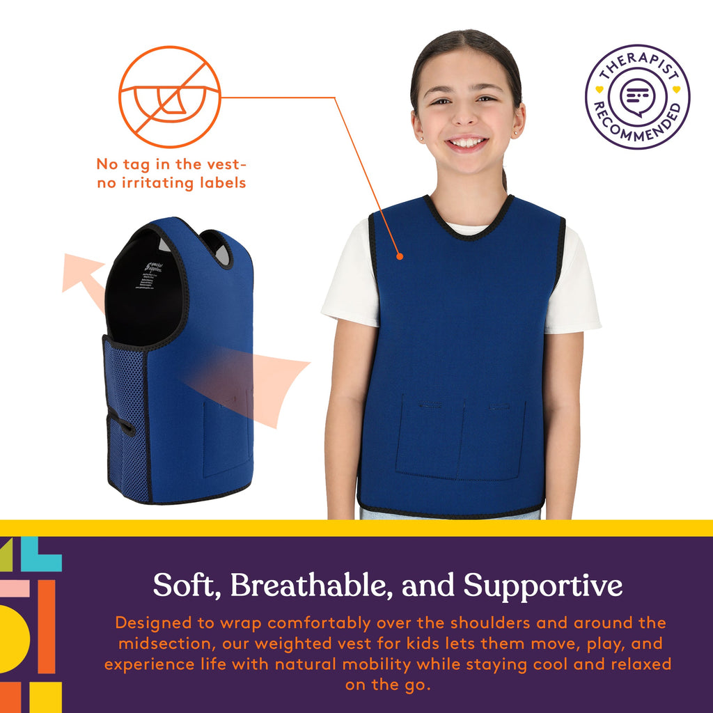 WEIGHTED - Sensory Compression Vest for Kids with Processing Disorders ADHD and Autism Calming and Supportive with Adjustable Weight Fit - Insight Family Market