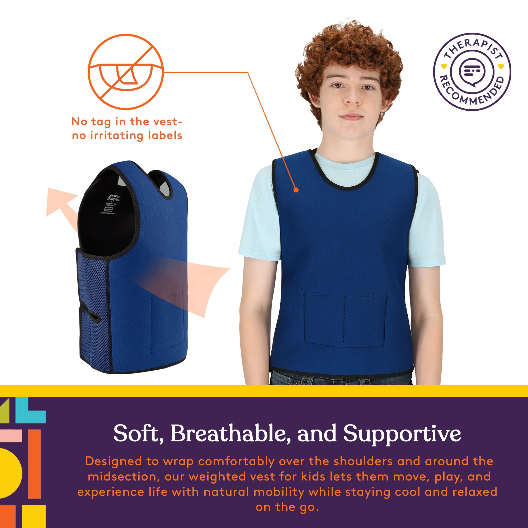 WEIGHTED - Sensory Compression Vest for Kids with Processing Disorders ADHD and Autism Calming and Supportive with Adjustable Weight Fit - Insight Family Market