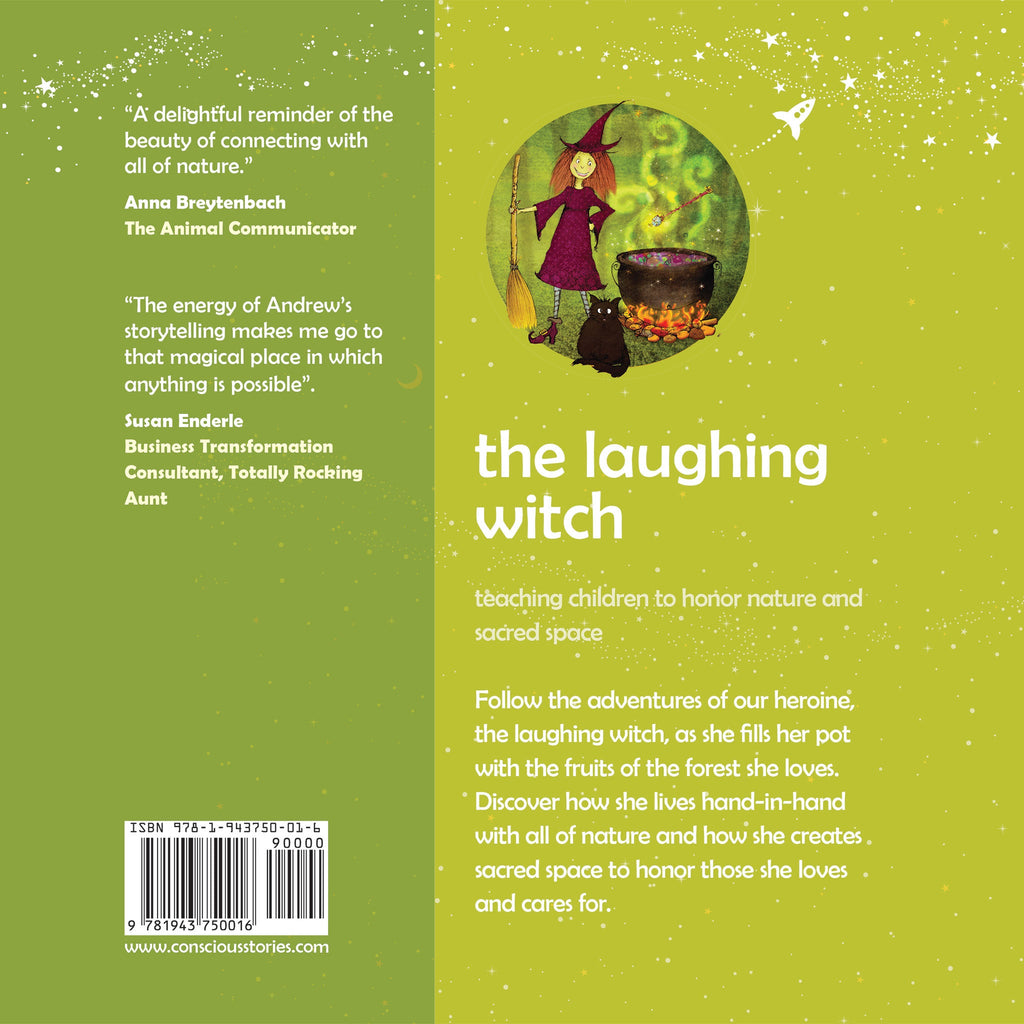 Book cover of 'The Laughing Witch' with text and illustration on a green background
