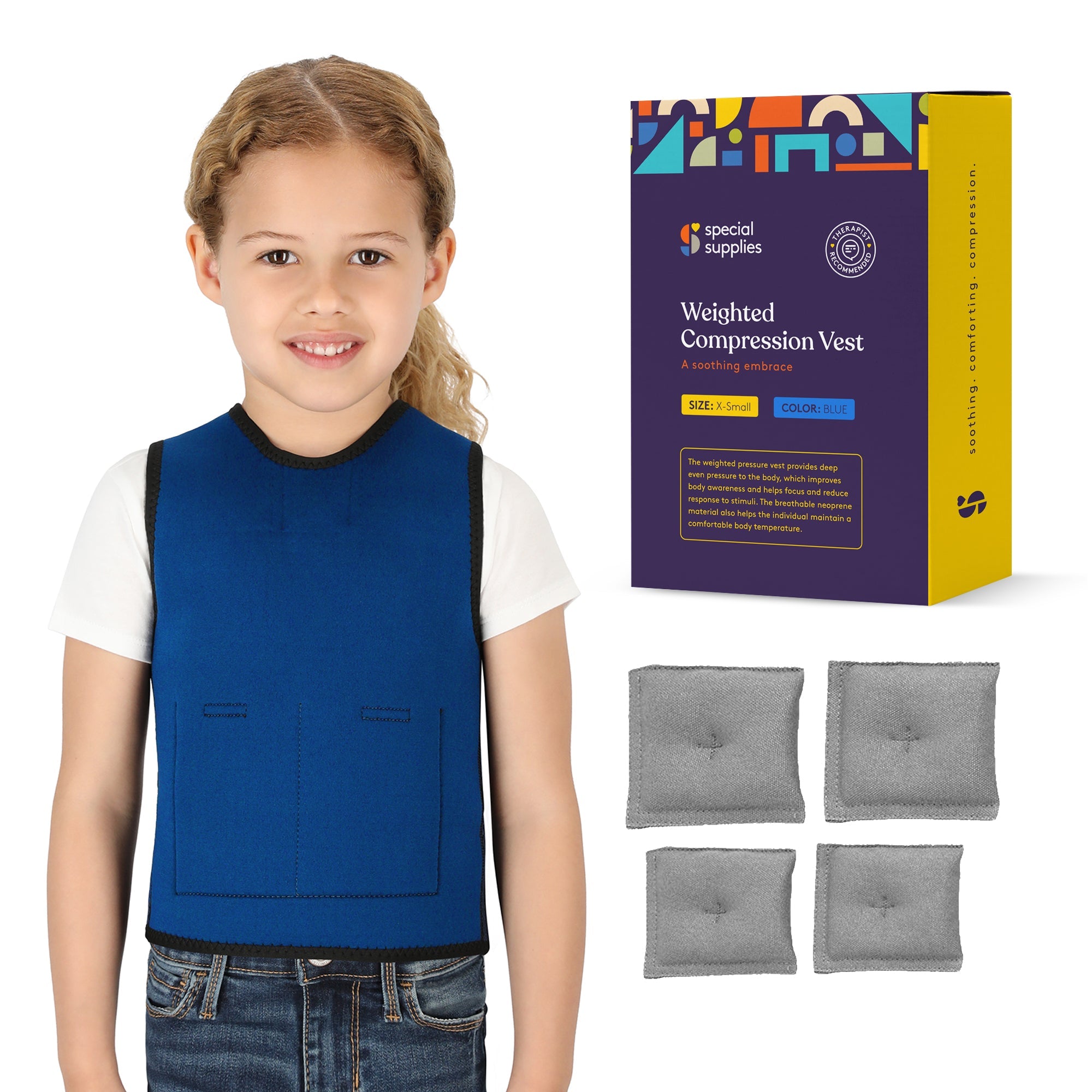 WEIGHTED - Sensory Compression Vest for Kids with Processing Disorders ADHD and Autism Calming and Supportive with Adjustable Weight Fit - Insight Family Market