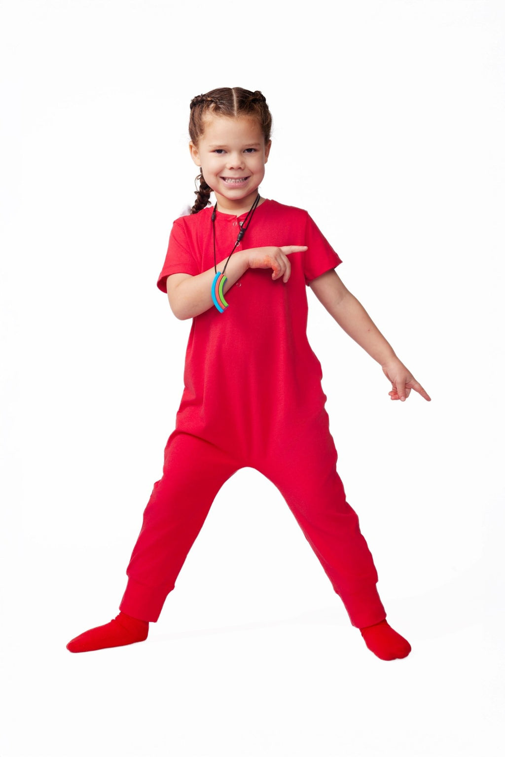 Ultimate Comfort Playsuit w Chewy Sensory Bracelet - RED - Insight Family Market
