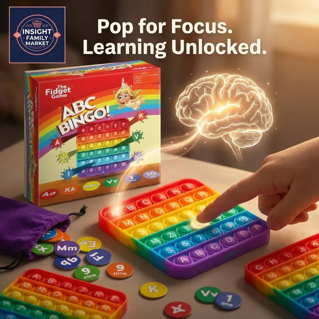 Colorful ABC Bingo sensory fidget game for neurodiverse learning and focus support