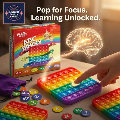 Colorful ABC Bingo sensory fidget game for neurodiverse learning and focus support