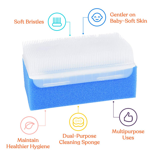 Baby Bath Sponge (12 - Pack) Soft Foam Scrubber with Cradle Cap Bristle Brush - Insight Family Market