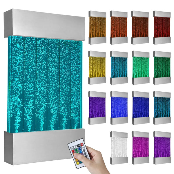 Multi-color LED sensory bubble wall with remote control, ideal for calming spaces