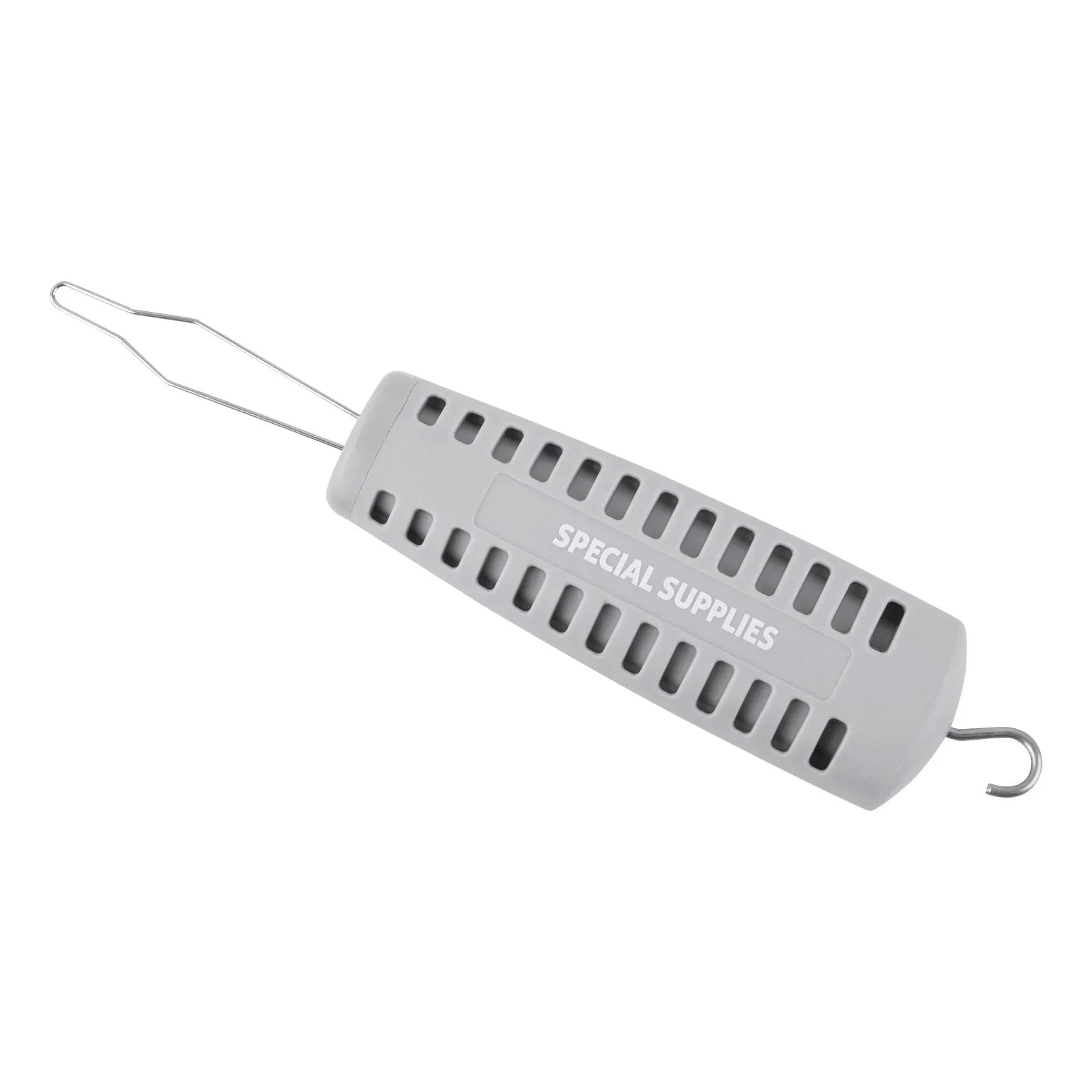 Adaptive button hook zipper pull dressing aid with gray ergonomic handle