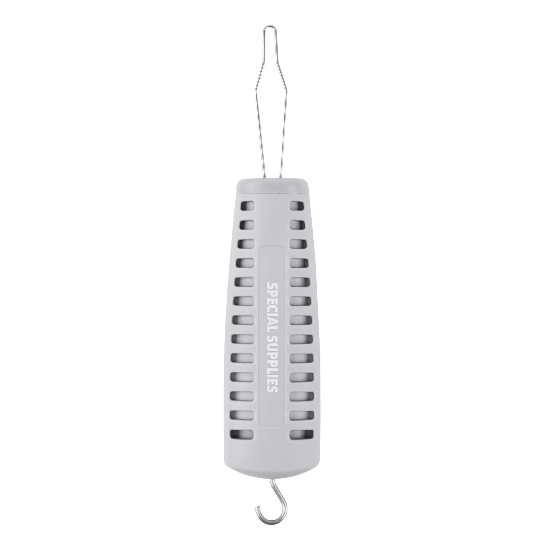 Gray button hook and zipper pull dressing aid for sensory or fine motor support