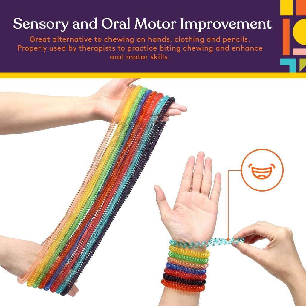 Special Supplies Chewy Jewelry Sensory Translucent Necklaces and Bracelets, 16 Pack, Soft and Flexible Silicone, Interactive Stress and Anxiety Relief for Kids, Supports ADD, ADHD, Autism - Insight Family Market