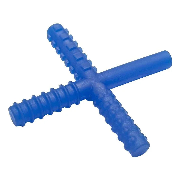 Blue sensory chew stick with textured surfaces for oral motor or sensory needs
