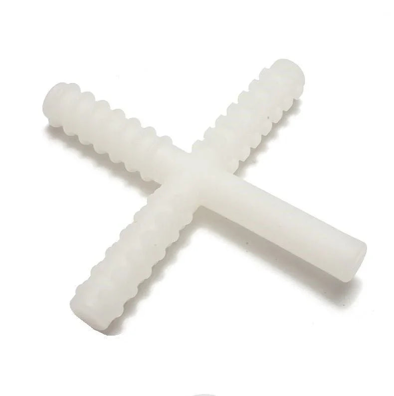 Clear sensory chew stick with textured grips for oral motor support