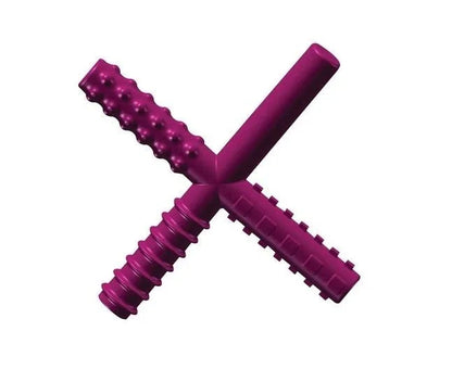 Purple sensory chew stick with textured grips for oral sensory needs