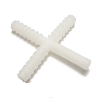 Clear silicone sensory chew stick with textured surface for oral sensory needs