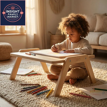 Child drawing with colored pencils at a sensory-friendly table in a cozy room