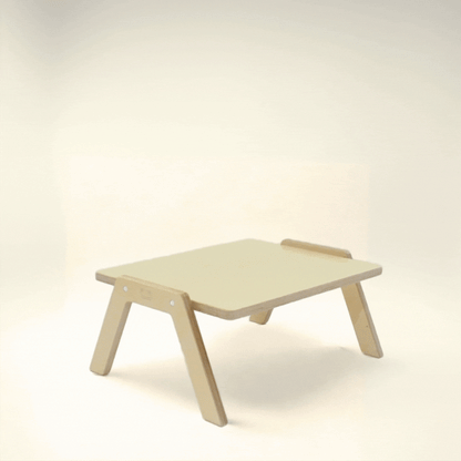Stackable wooden sensory-friendly table for kids, easy storage, light wood finish