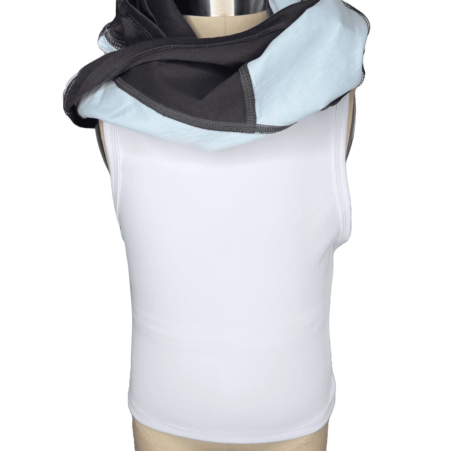 White sensory compression tank top for kids, soft seams, sensory-friendly design
