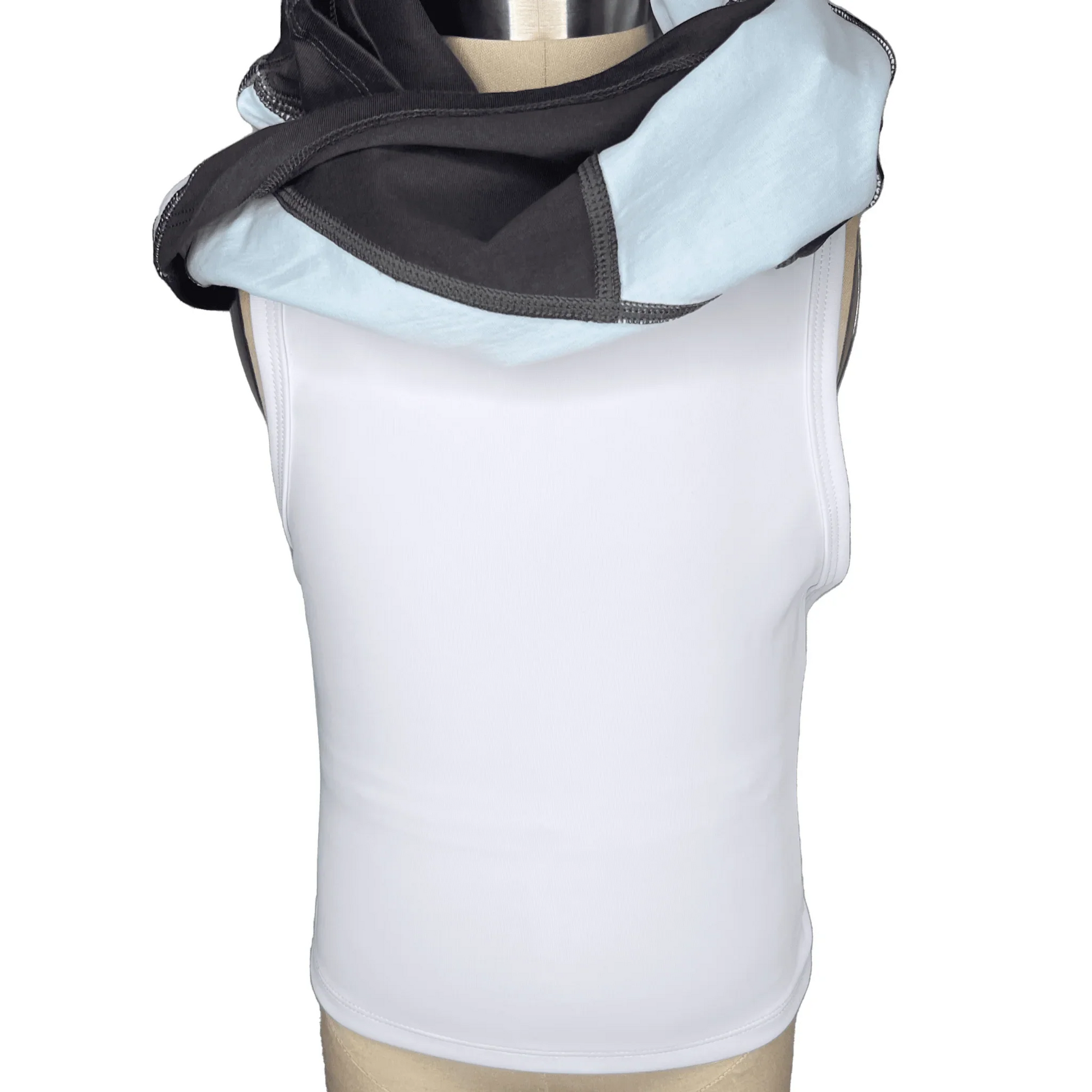 White sensory compression tank top for kids, soft seams, sensory-friendly design