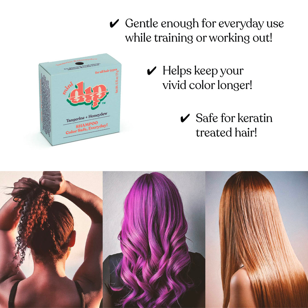 Box of 'Red Dip' hair color product with images of people with colored hair and text about product benefits.