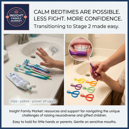 Insight Family Market advertisement with bathroom scene, toothbrushes, and colorful tools on a sink.
