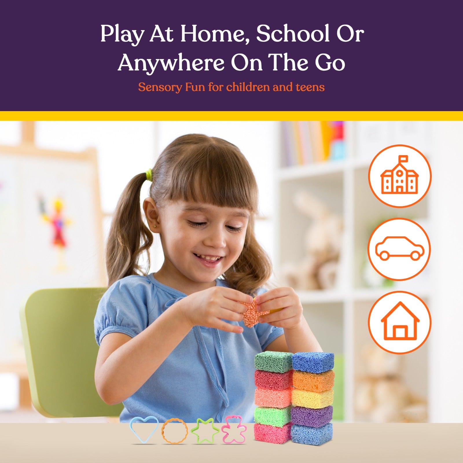 Fun Foam Modeling Foam Beads Play Kit ( 10 Blocks) - 4 Shapes - Insight Family Market