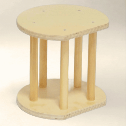 Adjustable wooden toddler stool for sensory-friendly seating, rotating for height change